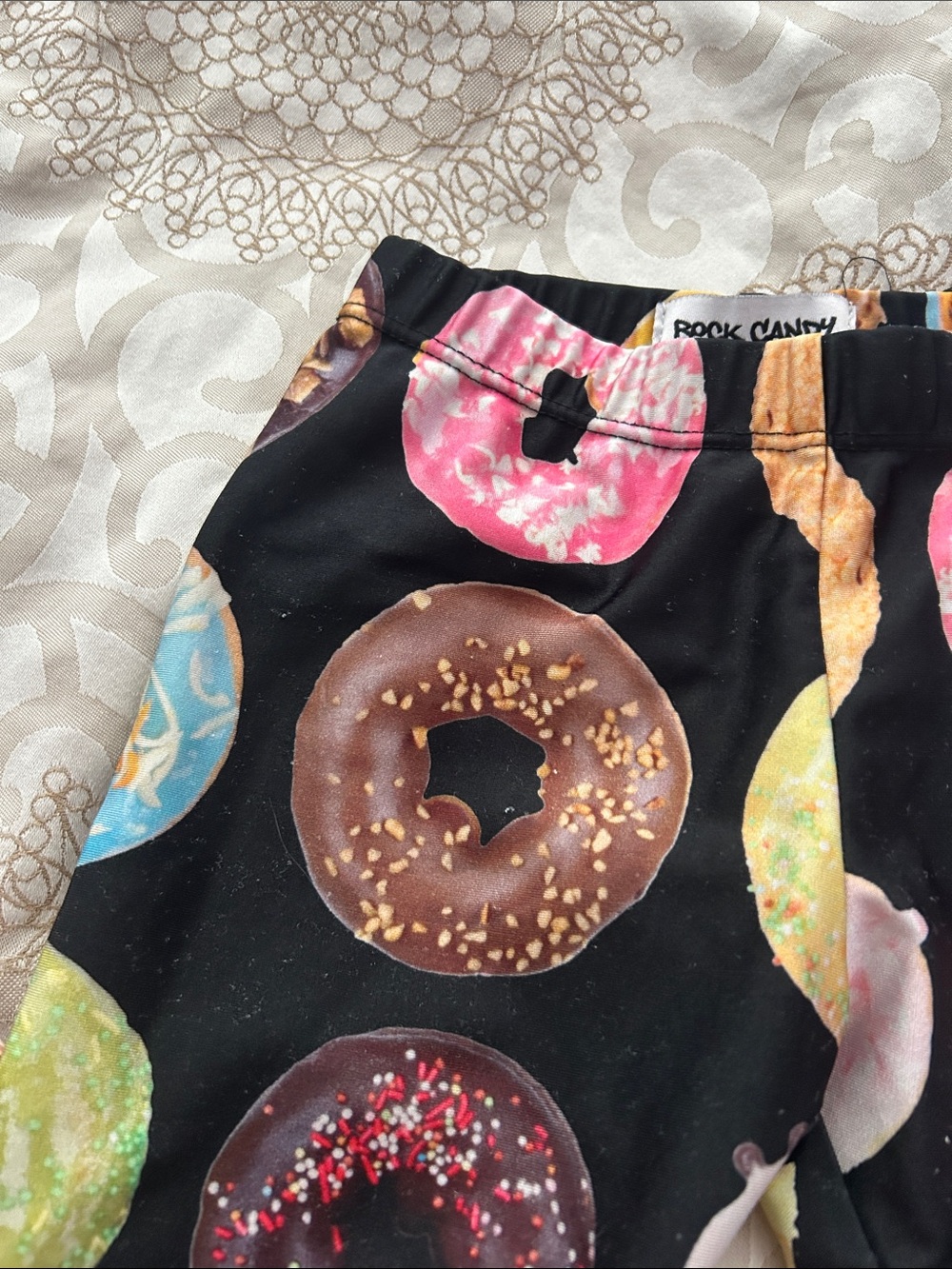 Rock Candy Kids Donut Print Leggings - Black with Multicolor Donuts size 2T - Picture 3 of 4